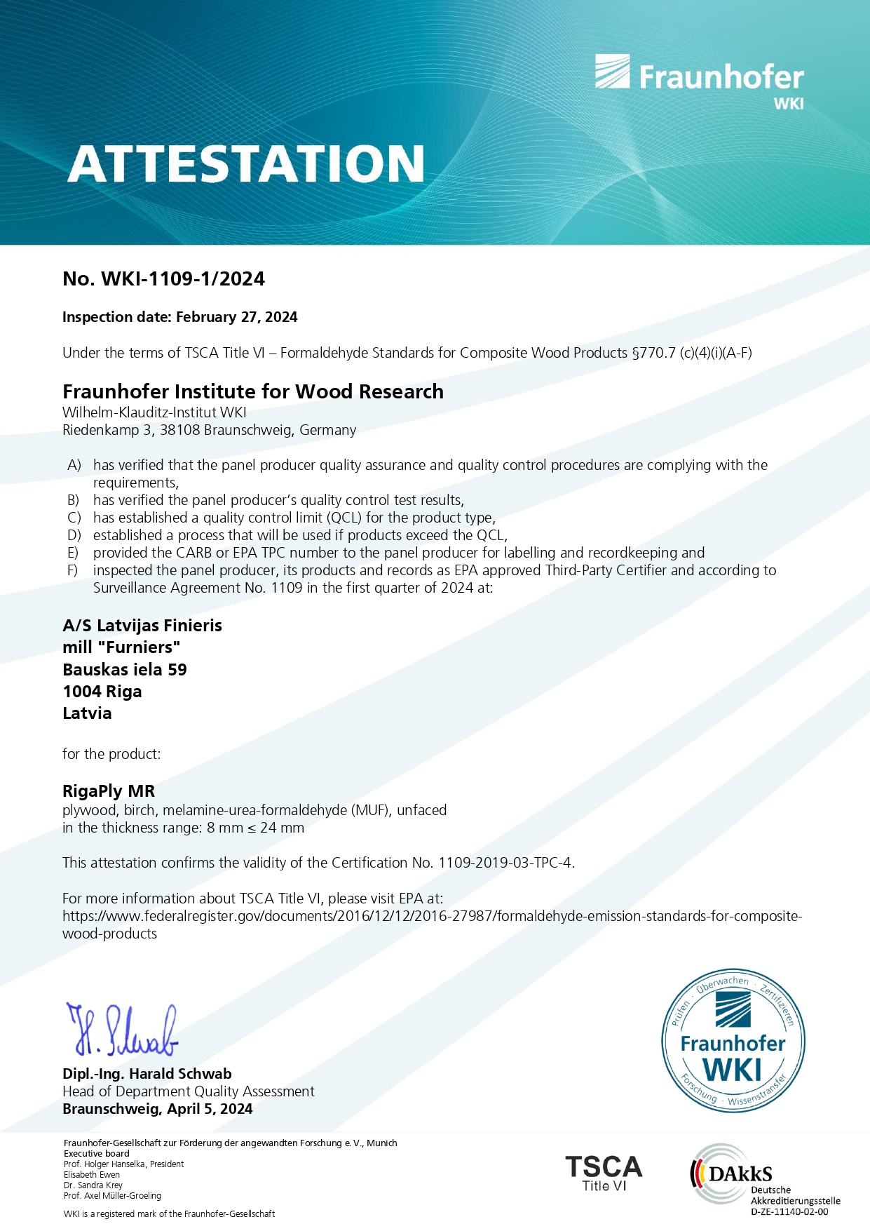 Certification & responsibility