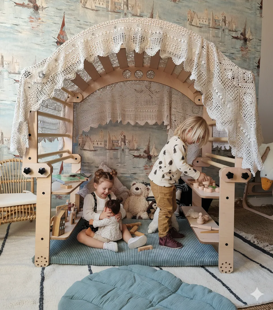 WALLDORF PLAY STRUCTURE | MODULAR CLIMBING SET WITH MULTI-PURPOSE SHELVES/STEPS