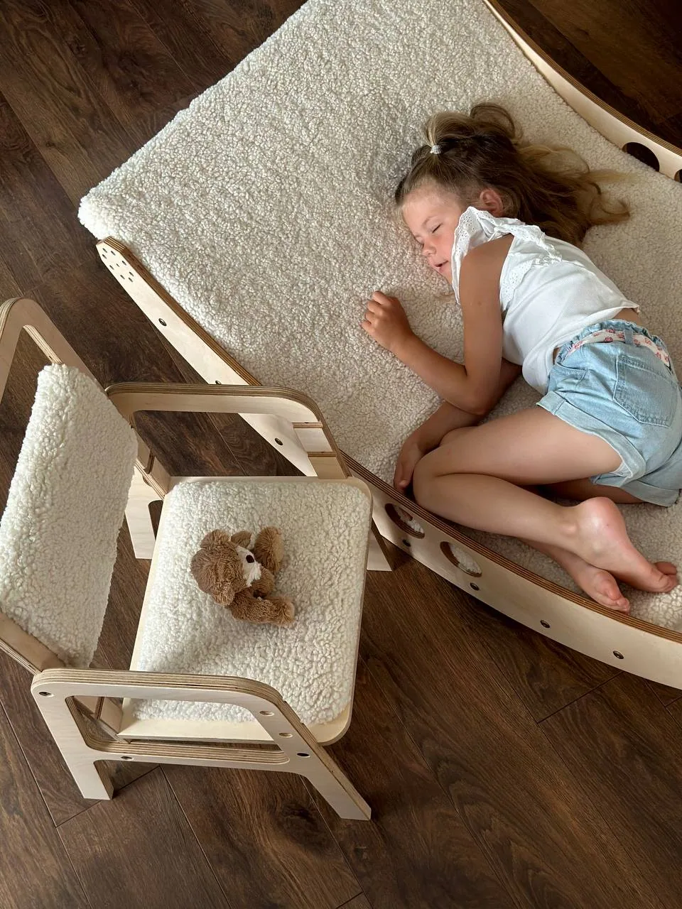 Children’s Teddy Fleece Play Mattress – Vanilla Lamb